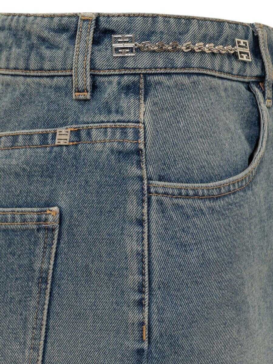 Fuste Givenchy Givenchy Denim Skirt With Chain BLUE Femei (BM 15691328) 4