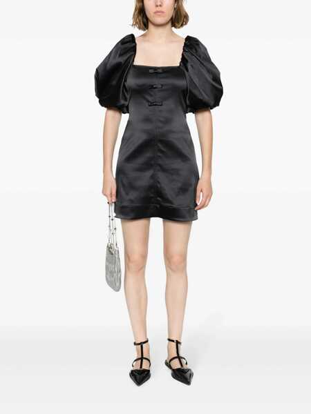Rochii Ganni Ganni Mini Satin Dress Black Femei (BM 15692636) 2