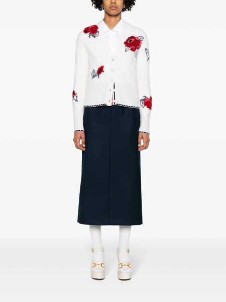 Fuste Thom Browne Midi Pencil Skirt In Wool Woman BLUE Femei (BM 15693020) 2