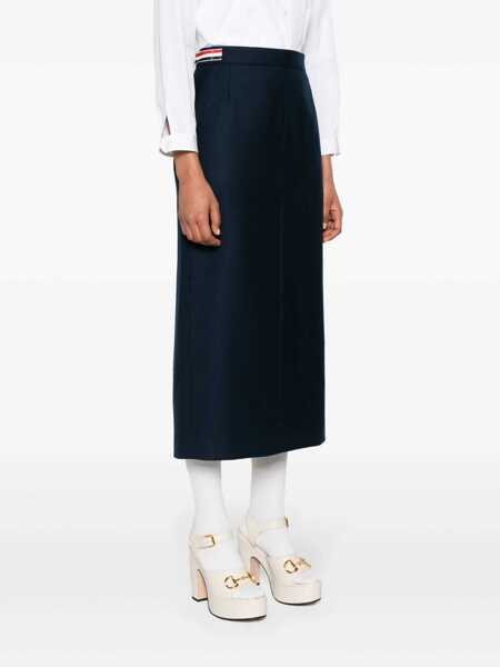 Fuste Thom Browne Midi Pencil Skirt In Wool Woman BLUE Femei (BM 15693020) 3