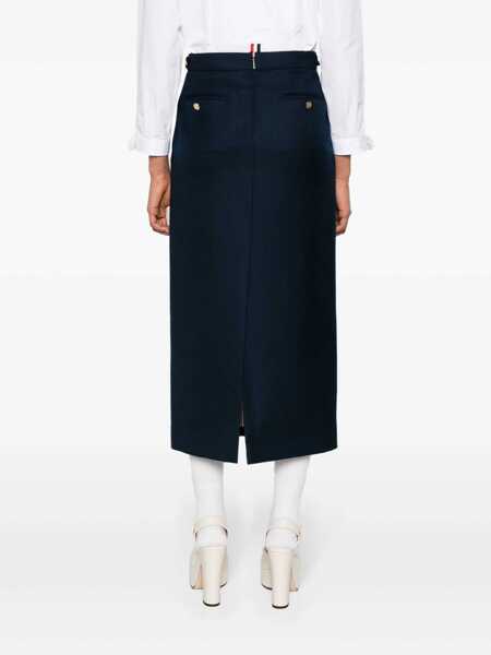 Fuste Thom Browne Midi Pencil Skirt In Wool Woman BLUE Femei (BM 15693020) 4