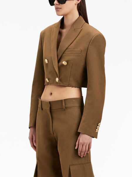 Sacouri Palm Angels Palm Angels Cropped Blazer BROWN Femei (BM 15698453) 4