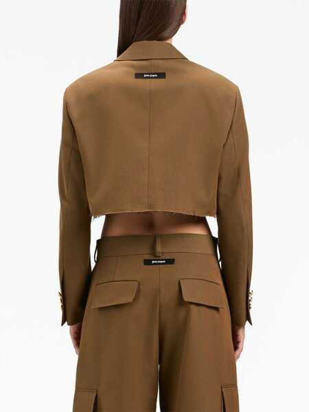 Sacouri Palm Angels Palm Angels Cropped Blazer BROWN Femei (BM 15698453) 5