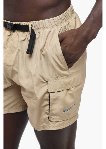 Sorturi de baie Nike Solid Color Cargo Swim Shorts With Industrial Belt Beige Barbati (BM 15701093) 3