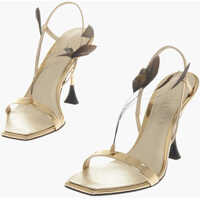 Sandale cu toc Laminated Leather Kimi Vegas Sandals With Feathers Details 1 Femei