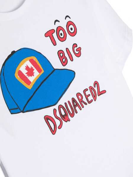 Tricouri DSQUARED2 Hat Print T-Shirt WHITE Baieti (BM 15716102) 3