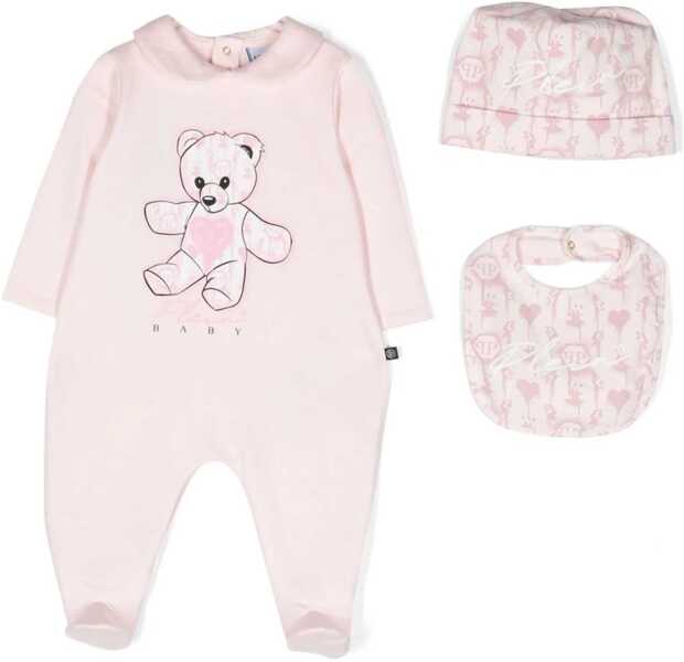 Salopete Philipp Plein Romper, Bib And Bonnet PINK Fete (BM 15717137) 1
