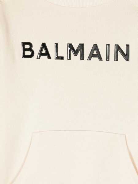 Hanorace Balmain Logo Crewneck Sweatshirt BEIGE Fete (BM 15717494) 3