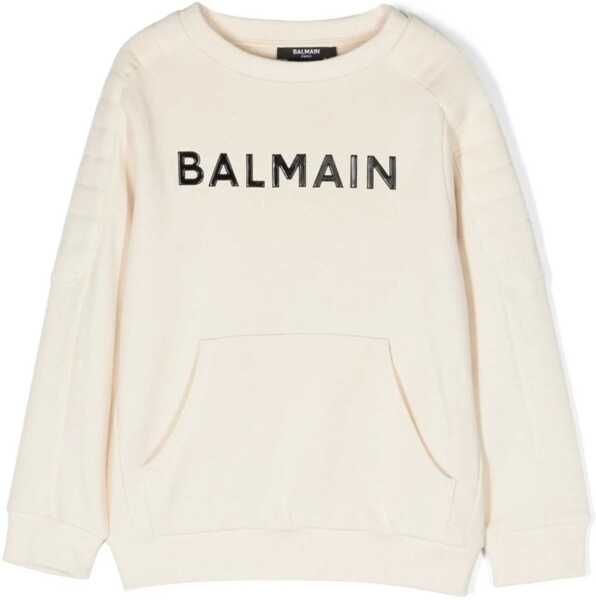 Hanorace Balmain Logo Crewneck Sweatshirt BEIGE Fete (BM 15717494) 1