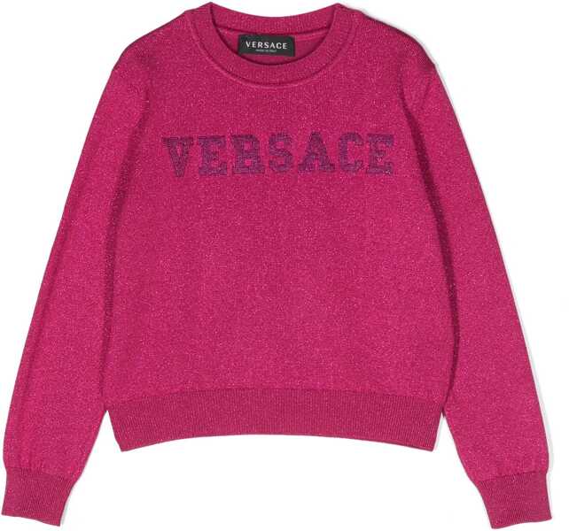 Pulovere casual Versace Crew Neck Pullover With Embroidered Logo FUCHSIA Fete (BM 15718109) 1