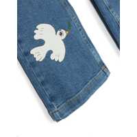 Blugi drepti pentru Fete - Blugi drepti MINI RODINI Peace Where Danim Flared Jeans BLUE Fete (BM 15718622) - B-mall.ro
