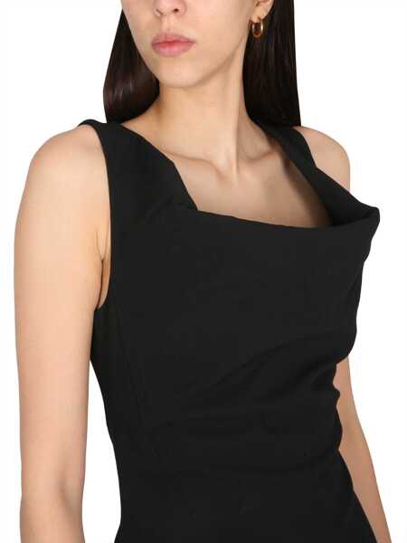 Rochii casual Bottega Veneta Asymmetrical Midi Dress BLACK Femei (BM 15721058) 4