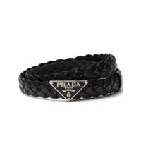 Curele Prada Triangle-Logo Braided Leather Belt Barbati