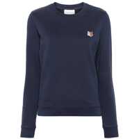 Pulovere Blue Crewneck Sweater With Fox Head Logo Patch On The Front In Cotton Woman Femei