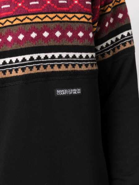 Pulovere casual Marcelo Burlon Felpa In Lana E Cotone BLACK Barbati (BM 15743201) 5