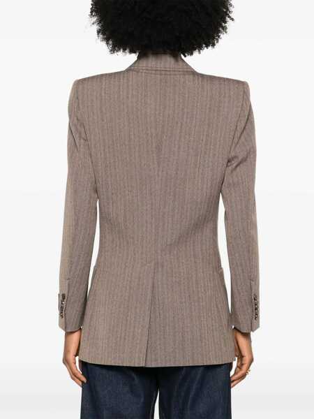 Sacouri office Gucci Herringbone Wool Jacket BROWN Femei (BM 15743279) 4