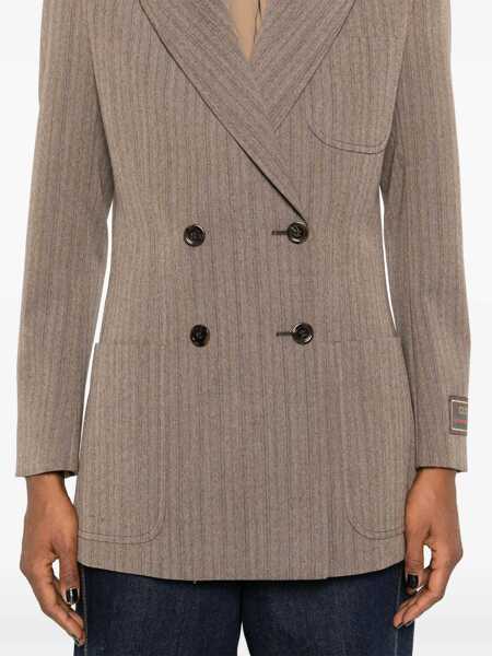 Sacouri office Gucci Herringbone Wool Jacket BROWN Femei (BM 15743279) 5