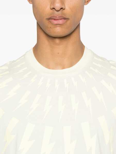 Tricouri Neil Barrett Fairisle Thunderbolt T-Shirt BEIGE Barbati (BM 15745184) 5