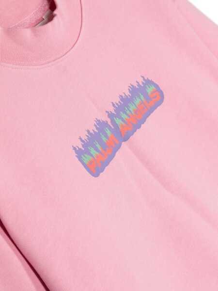 Hanorace Palm Angels Pa Flames Regular Crewneck PINK Fete (BM 15745940) 3