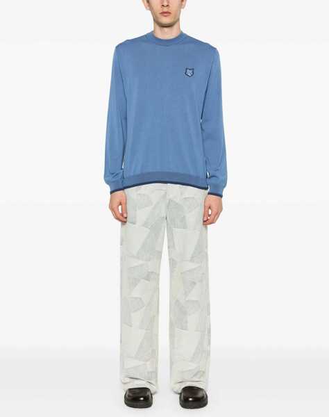 Pulovere casual MAISON KITSUN Fox Head Jersey AZURE Barbati (BM 15746777) 2