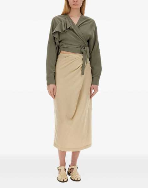 Bluze ALYSI Top With Ruffles GREEN Femei (BM 15749174) 2