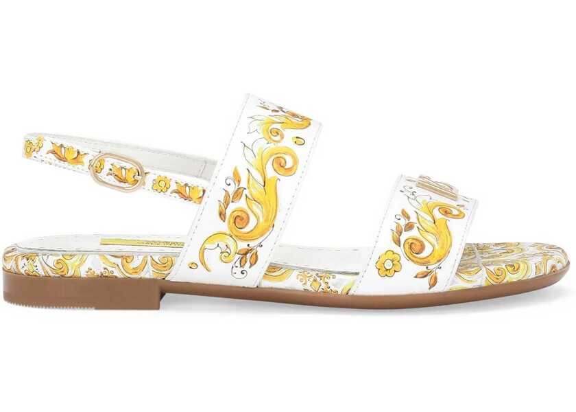 Sandale fara toc Dolce & Gabbana Printed Calf Sandal YELLOW Fete (BM 15750509) 2