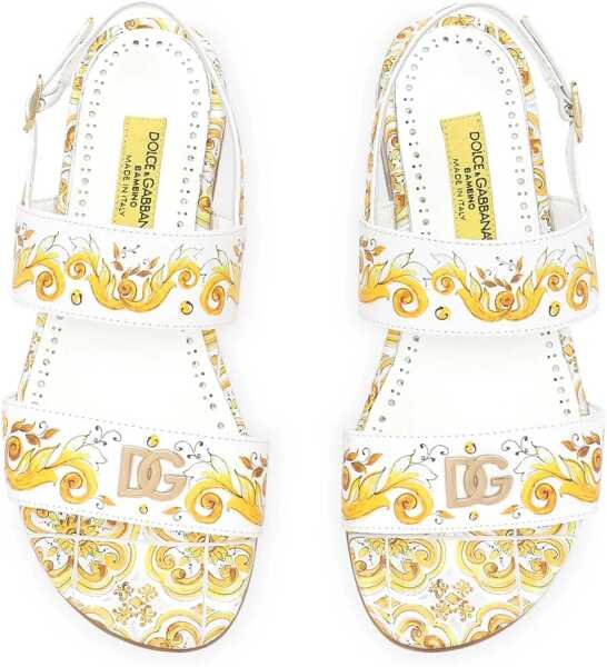 Sandale fara toc Dolce & Gabbana Printed Calf Sandal YELLOW Fete (BM 15750509) 4