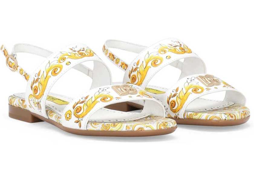 Sandale fara toc Dolce & Gabbana Printed Calf Sandal YELLOW Fete (BM 15750509) 1