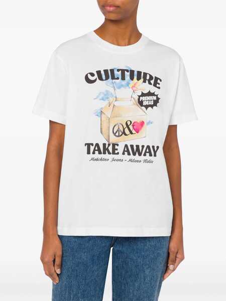 Tricouri MOSCHINO JEANS T-Shirt With Print WHITE Femei (BM 15750527) 2