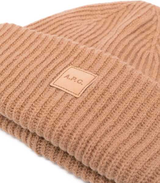 Caciuli A.P.C. Beanie Hat With Logo BEIGE Femei (BM 15750692) 2