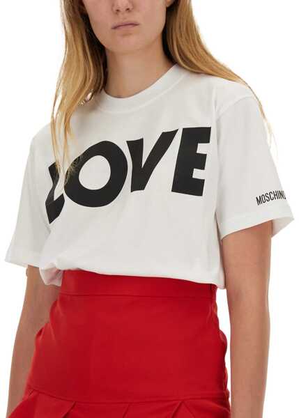 Tricouri Moschino T-Shirt With Logo WHITE Femei (BM 15751295) 4