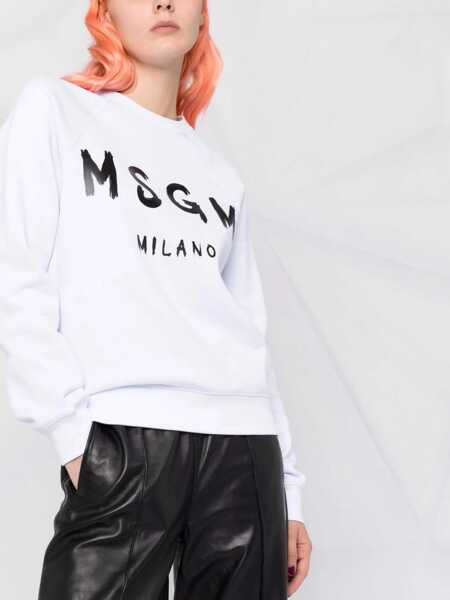 Hanorace MSGM Sweatshirt With Brushed Logo Print WHITE Femei (BM 15751385) 5