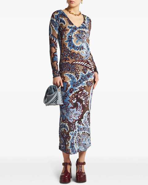 Rochii casual ETRO Velvet Jacquard Tulle Dress AZURE Femei (BM 15753443) 2