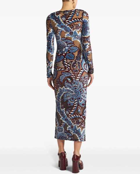Rochii casual ETRO Velvet Jacquard Tulle Dress AZURE Femei (BM 15753443) 3