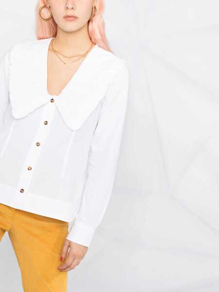 Camasi elegante Ganni Peter Pan Collar Shirt WHITE Femei (BM 15753950) 5