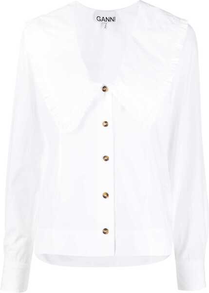Camasi elegante Ganni Peter Pan Collar Shirt WHITE Femei (BM 15753950) 1