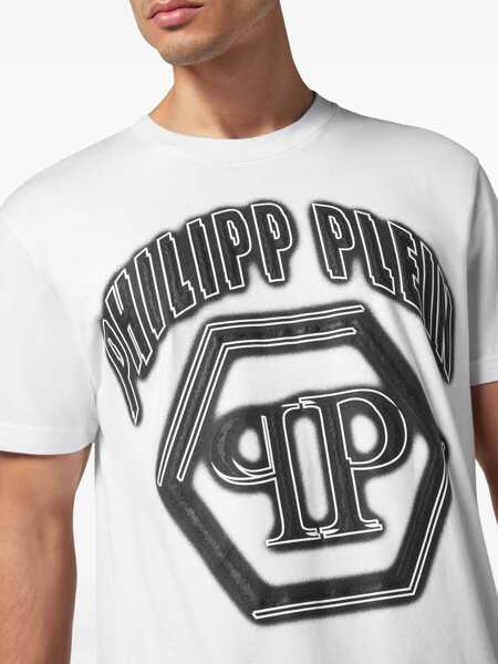 Tricouri Philipp Plein Logo Print T-Shirt WHITE Barbati (BM 15755345) 5
