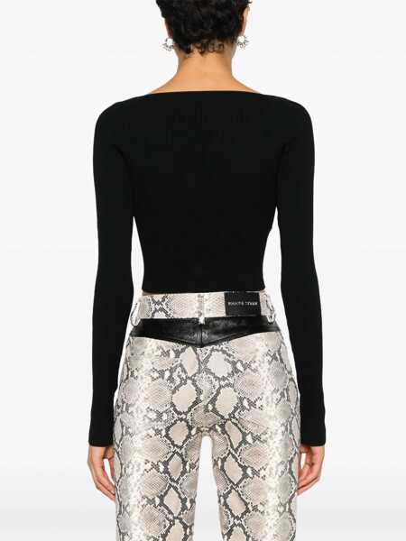 Bluze MOSCHINO JEANS Ribbed Crop Top BLACK Femei (BM 15756287) 4