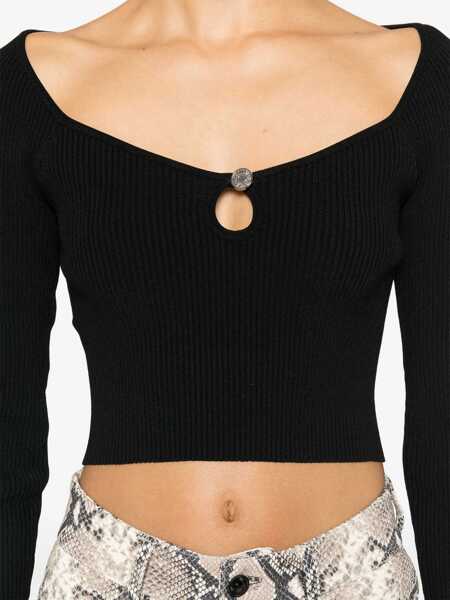 Bluze MOSCHINO JEANS Ribbed Crop Top BLACK Femei (BM 15756287) 5