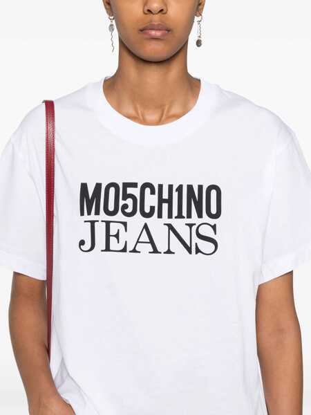 Tricouri MOSCHINO JEANS T-Shirt With Logo WHITE Femei (BM 15756395) 5