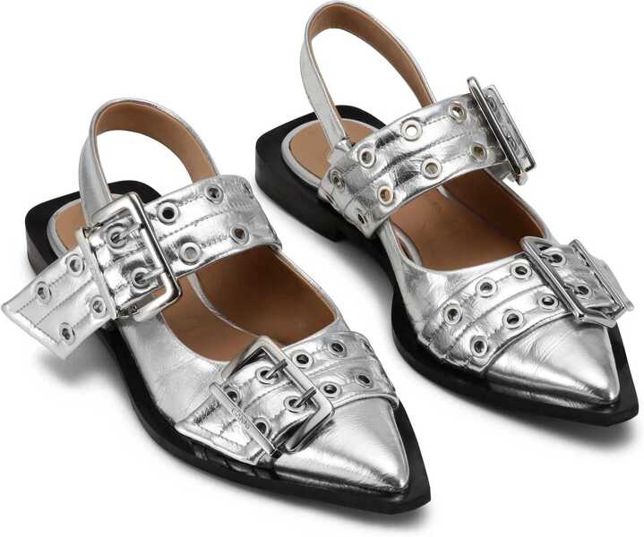 Balerini Ganni Ballerina With Buckle SILVER Femei (BM 15756428) 2