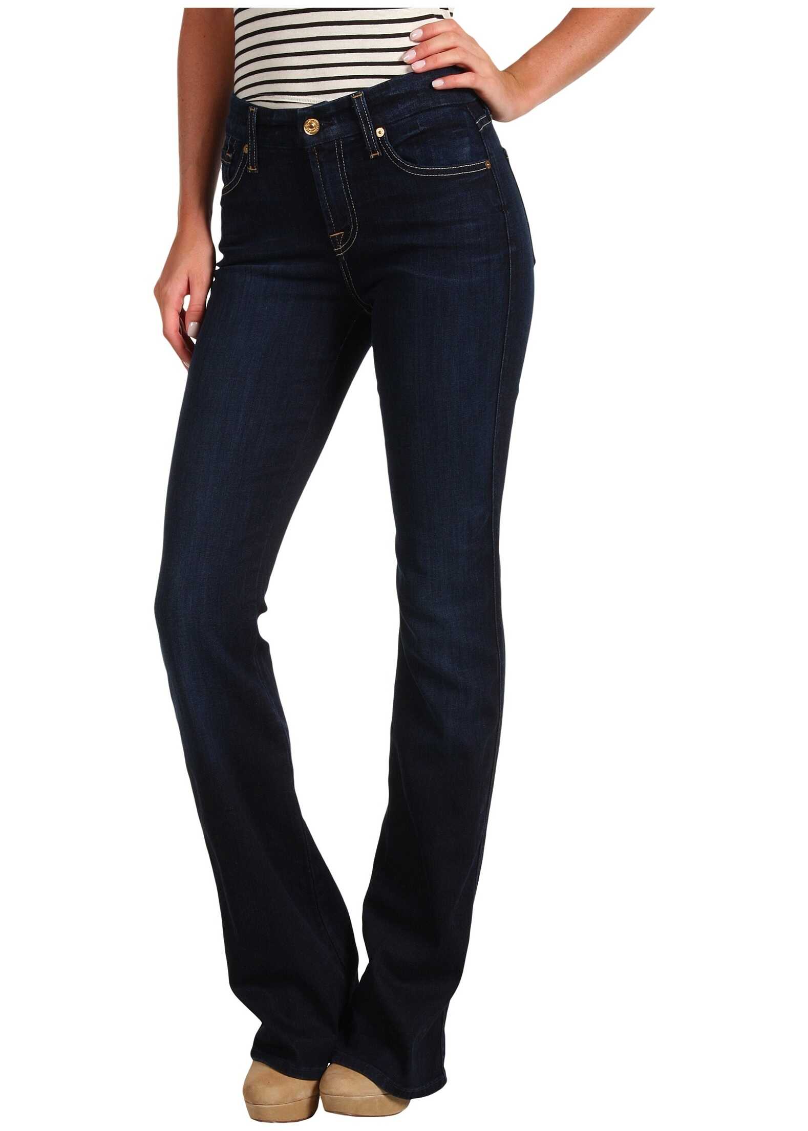 7 For All Mankind Mid-Rise Kimmie Bootcut w/ Contoured Waistband in Black Night* Black Night