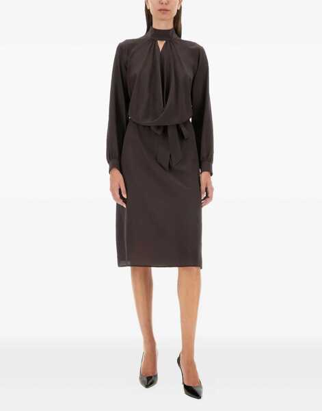 Rochii casual KITON Silk Dress DARK BROWN Femei (BM 15757580) 2