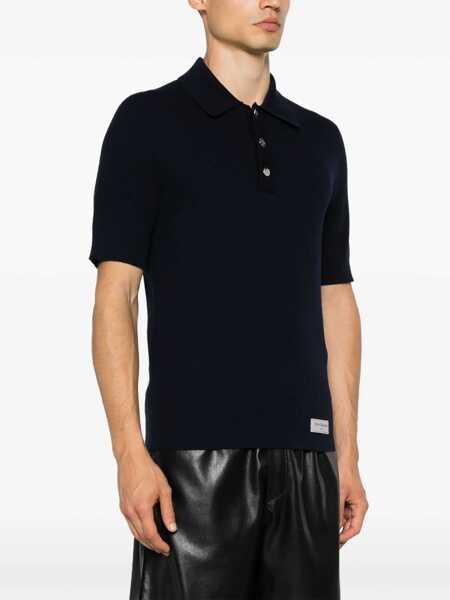 Tricouri Polo Balmain Merino Wool Polo Shirt BLUE Barbati (BM 15758000) 3