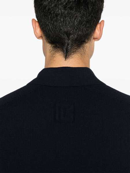 Tricouri Polo Balmain Merino Wool Polo Shirt BLUE Barbati (BM 15758000) 5