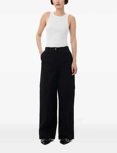 Pantaloni casual Ganni Herringbone Pants BLACK Femei (BM 15760562) 2