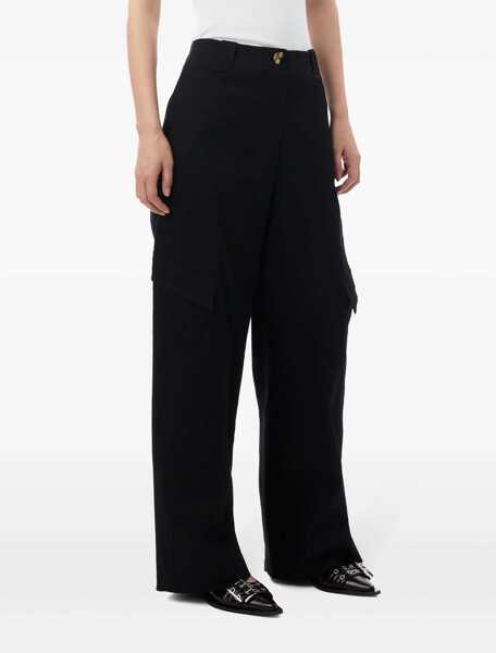 Pantaloni casual Ganni Herringbone Pants BLACK Femei (BM 15760562) 3