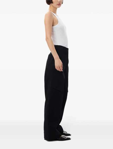 Pantaloni casual Ganni Herringbone Pants BLACK Femei (BM 15760562) 4