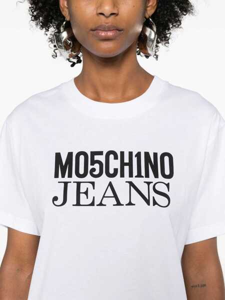 Tricouri MOSCHINO JEANS T-Shirt With Logo WHITE Femei (BM 15761504) 5