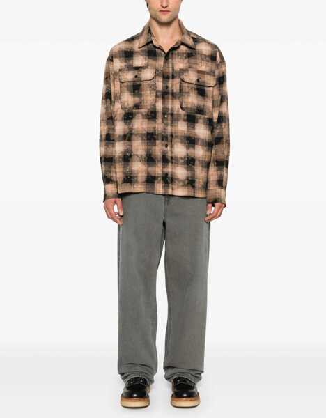 Camasi casual Palm Angels Plaid Shirt BROWN Barbati (BM 15761927) 2